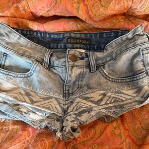 Billabong Women's Light Blue Patterned Jean Shorts